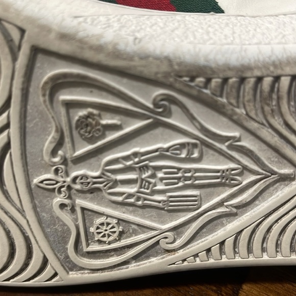 Gucci Ace Sneakers Authentic White Leather Monogram Green Web Sz 35.5 / 5.5 USA - Picture 16 of 17